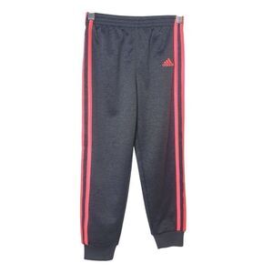 Adidas Girls Joggers 6X 3 Stripes Sporty Grey/Pink Sweatpants Activewear